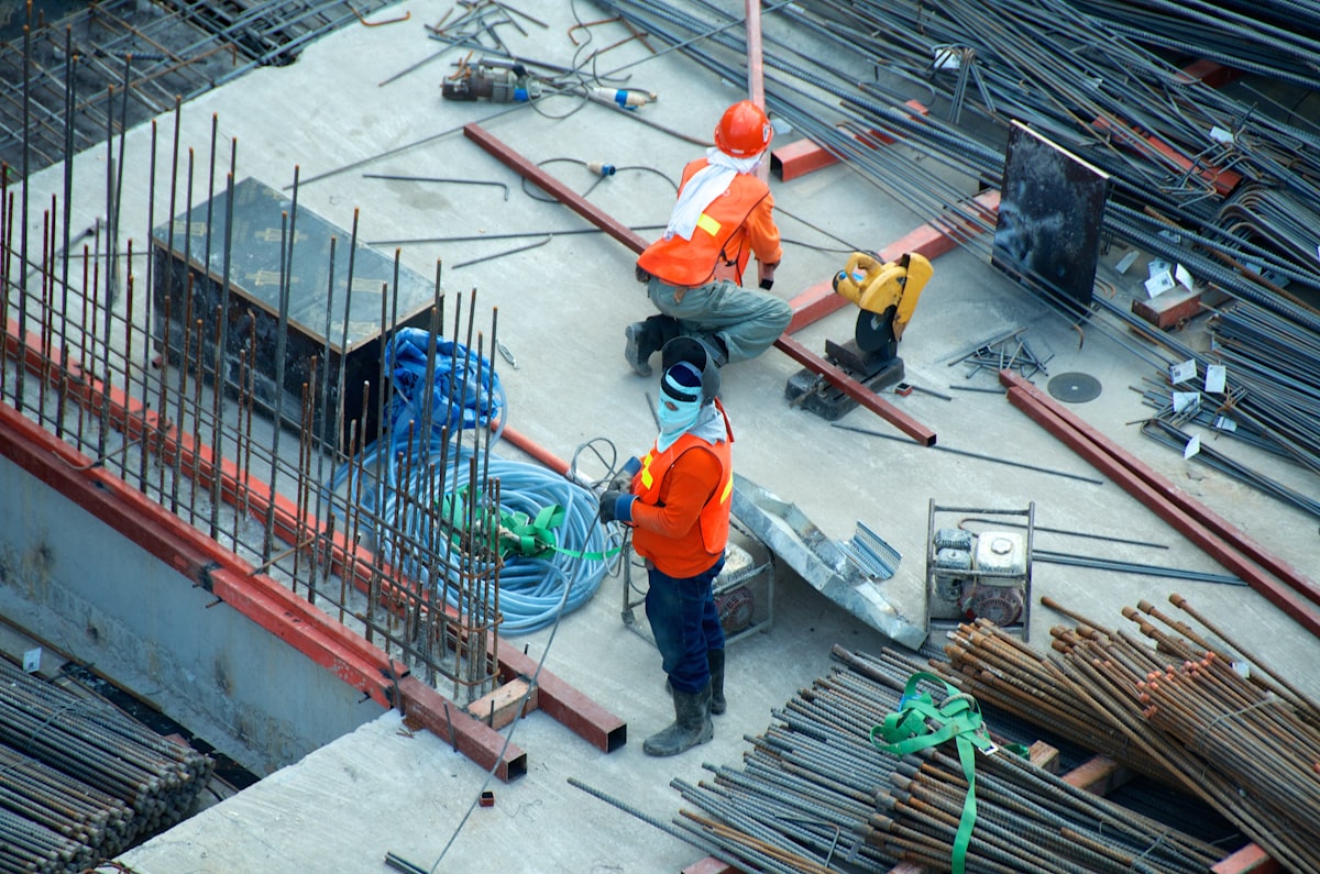 Crew working a new-construction deck